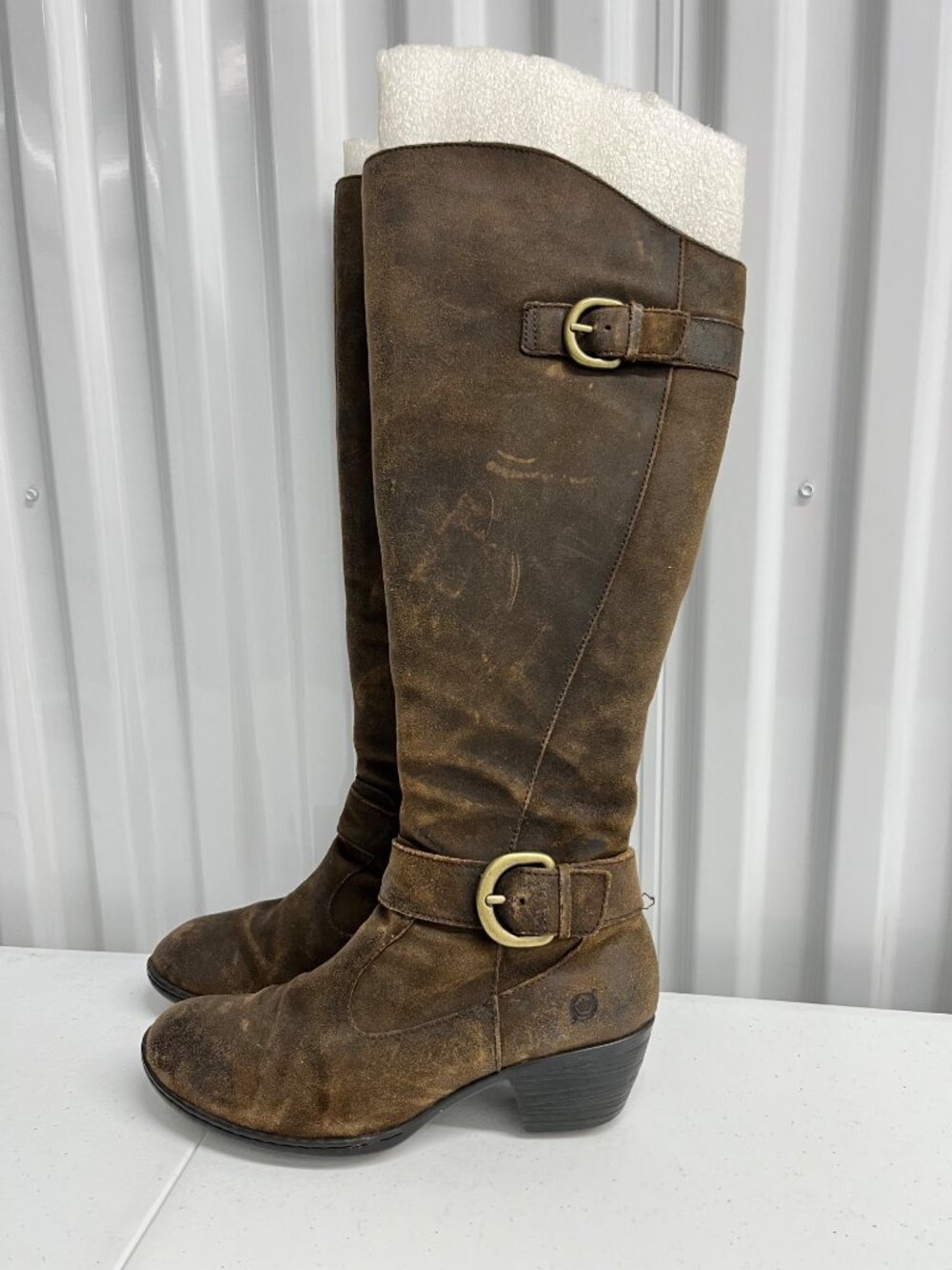 Born Kylli Distressed Tall Leather Riding Boots Size 8
